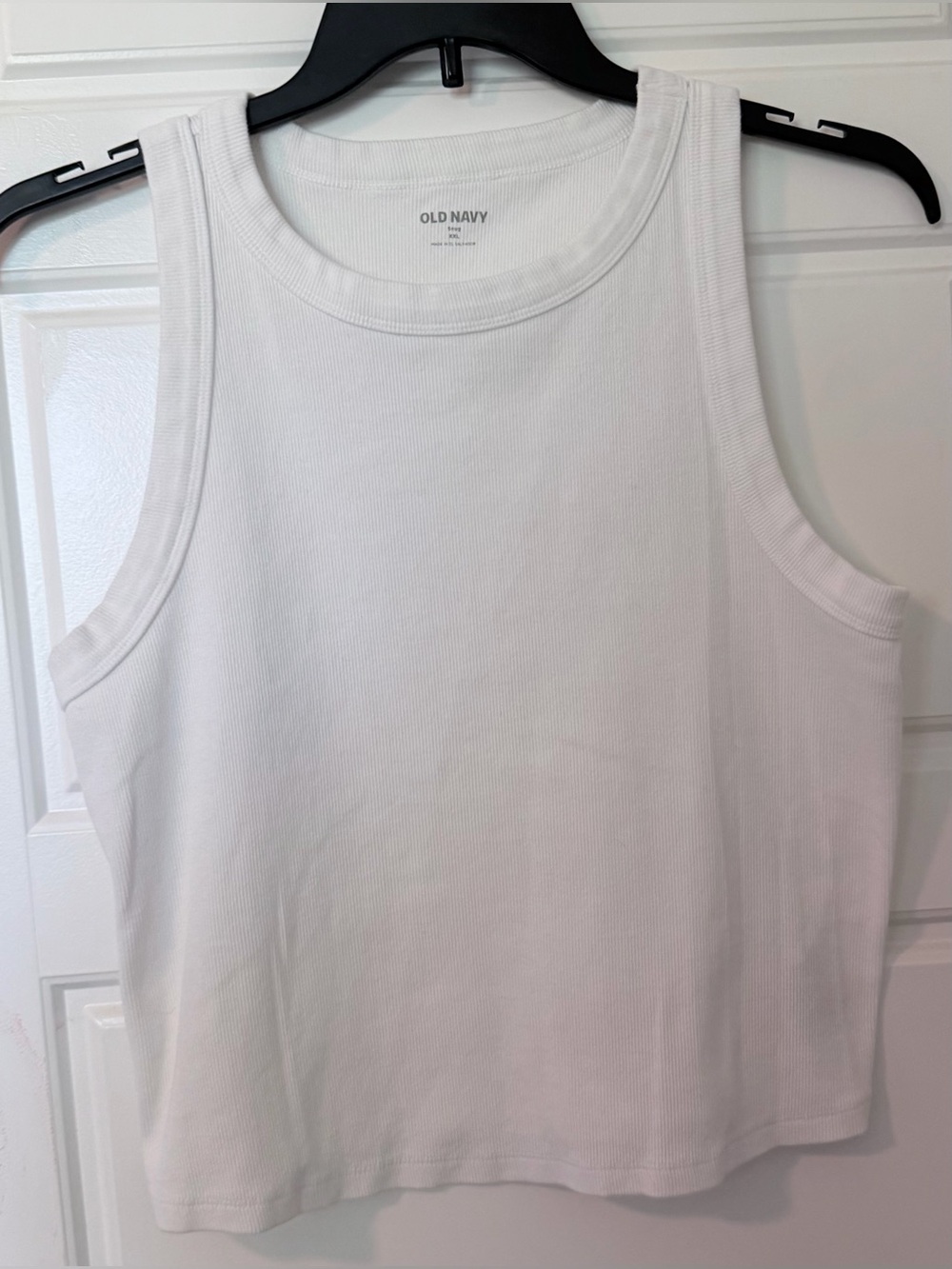 Old Navy Snug Crop Ribbed Tank Top White XXL NWOT